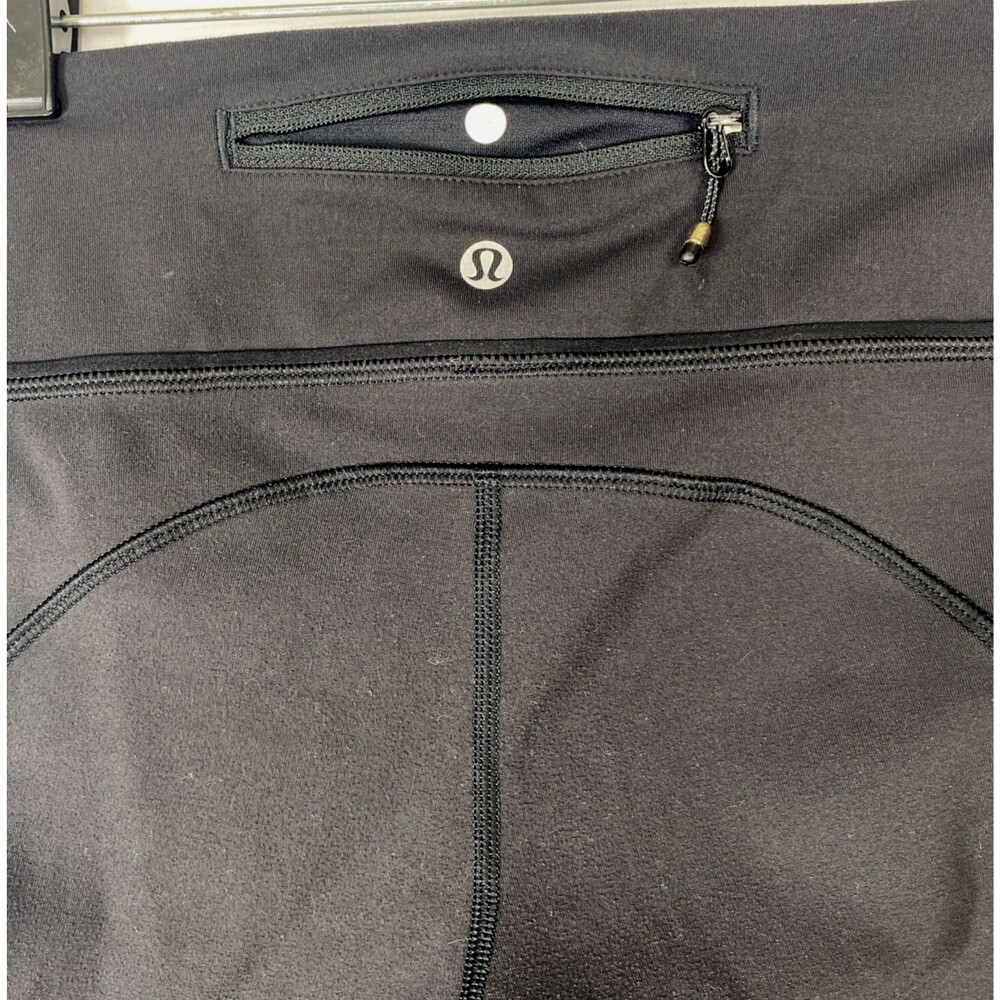 Lululemon Legging Womens Size 6 Full Length Black Ruched Leg Media Pockets